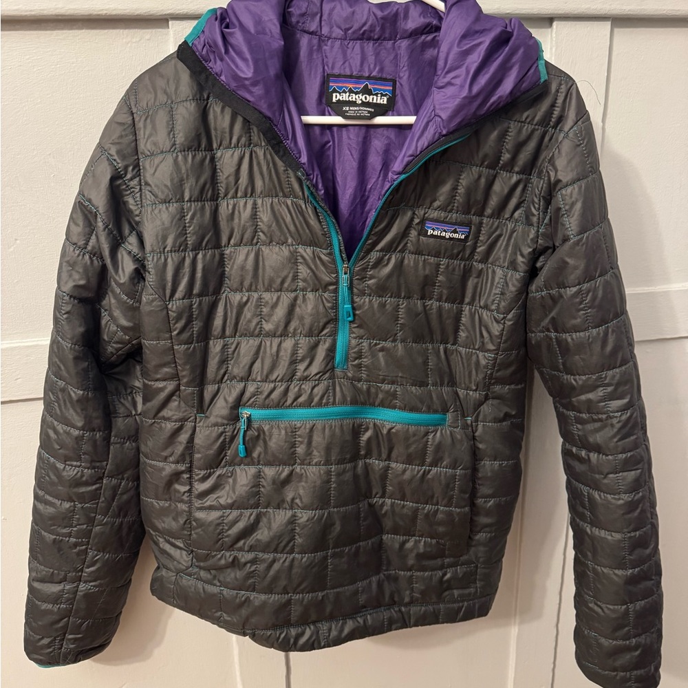 Patagonia Black and Purple Puffer Jacket